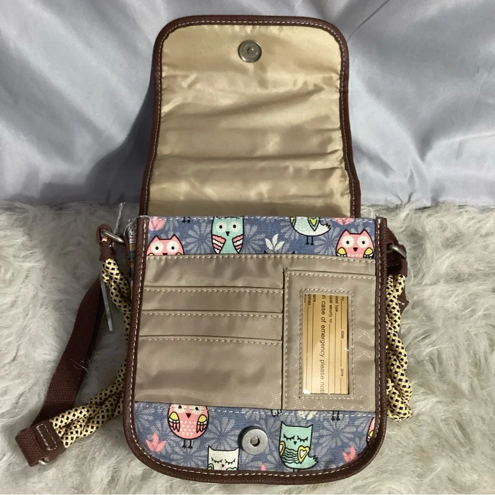 UNIONBAY Owls Colorful Organizer Crossbody Bag with Braided Strap, ID Holder